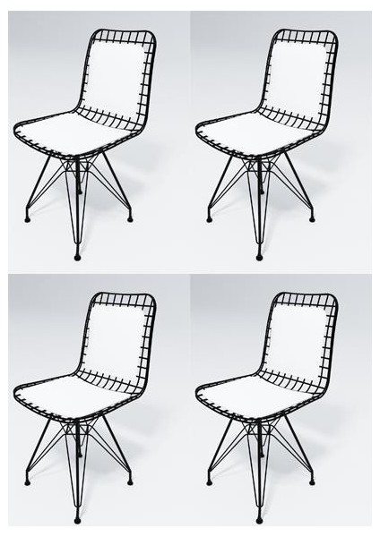 Knsz kafes tel sandalyesi 4 lü mazlum syhbyz sırt minderli ofis cafe bahçe mutfak