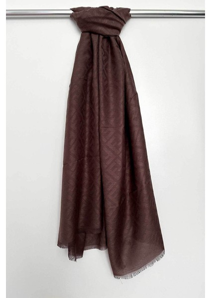 Pamuk Jakar F Desen Şal, Cotton Şal, Ipeksi Pamuklu Şal, Kaymaz Monogram Şal, Kahverengi Şal fiyatları