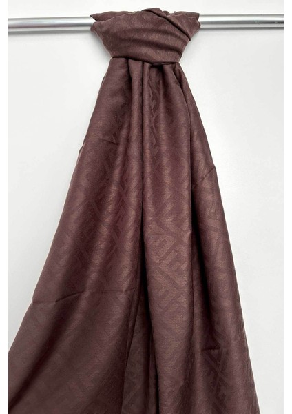 Pamuk Jakar F Desen Şal, Cotton Şal, Ipeksi Pamuklu Şal, Kaymaz Monogram Şal, Kahverengi Şal modelleri