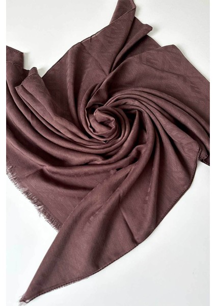 Pamuk Jakar F Desen Şal, Cotton Şal, Ipeksi Pamuklu Şal, Kaymaz Monogram Şal, Kahverengi Şal indirimleri