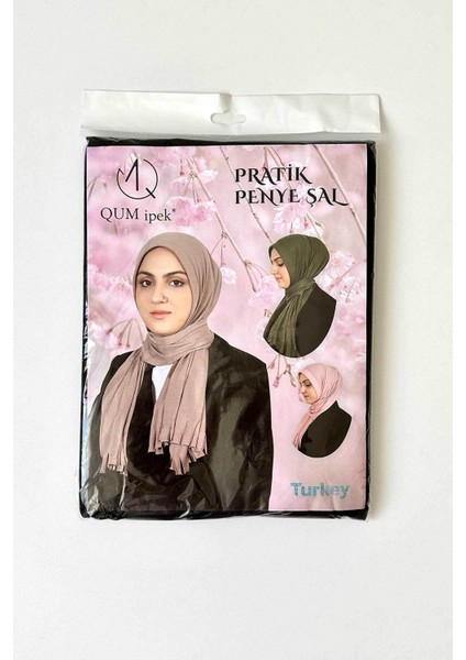 Pratik Penye Şal, Hazır Şal Eşarp, Pratik Geçmeli Şal, Pamuk Şal, Organik Şal, Kahverengi Penye Şal