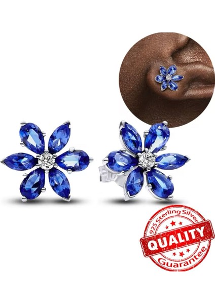 Işıltılı Mavi Herbaryum Çivi Küpe fiyatları