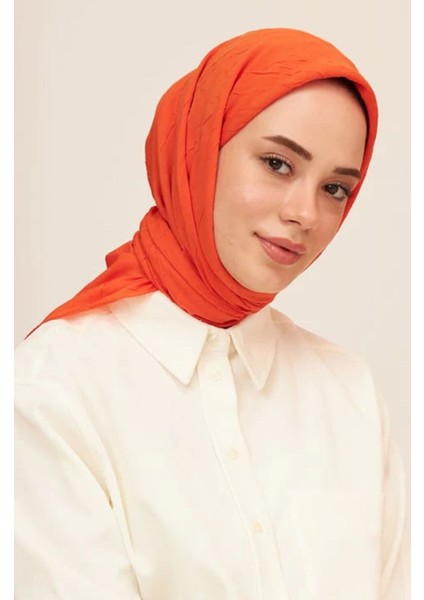 Bambu Kraş Eşarp, %100 Pamuklu Eşarp, Organik Pamuk Eşarp, Bambu Eşarp, Pamuk Turuncu Eşarp