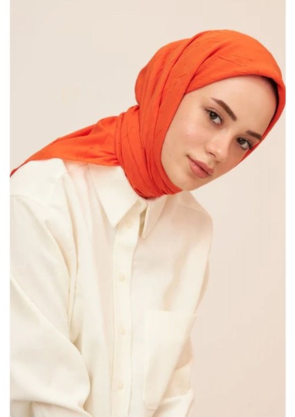 Bambu Kraş Eşarp, %100 Pamuklu Eşarp, Organik Pamuk Eşarp, Bambu Eşarp, Pamuk Turuncu Eşarp