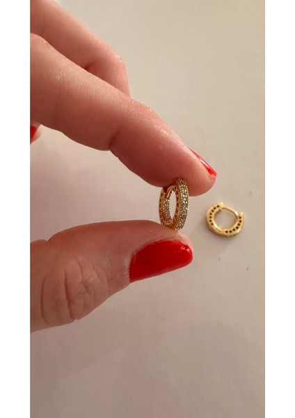 Pavé Dizim Kalp Halka Rose Küpe modelleri