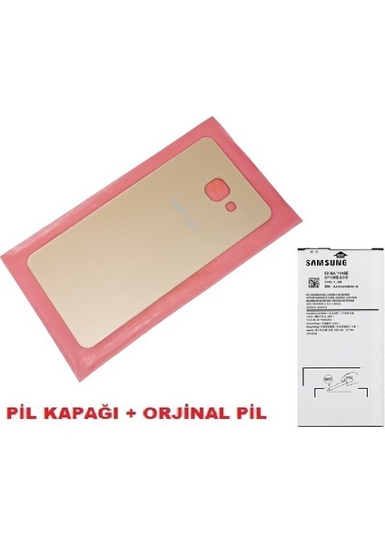Samsung Galaxy A5 2016 (A510) Arka Kapak Batarya Kapağı + Pil (Cam) Gold