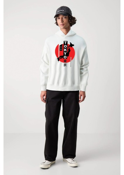 Baskılı Kapşonlu 3 Iplik Sweatshirt FM1.113BÖ