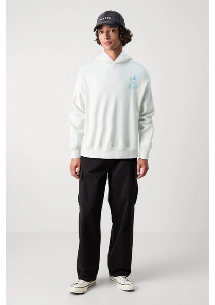 Baskılı Kapşonlu 3 Iplik Sweatshirt FM1.112BÖ