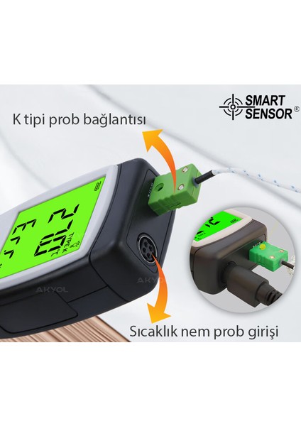 Smart Sensor AS847 Problu Sıcaklık ve Nem Ölçer