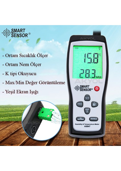 Smart Sensor AS847 Problu Sıcaklık ve Nem Ölçer