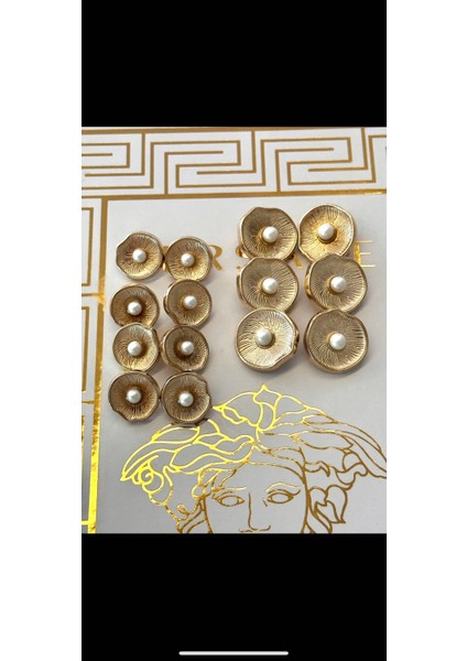 Ortası Incili Istiridye Model Gold Metal Düğme Seti indirimleri
