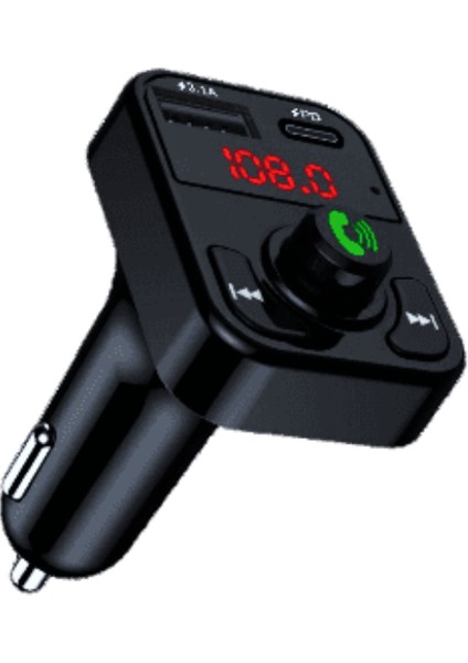 C-606 Plus Kablosuz Fm Transmitter – 23W Hızlı Şarj  Usb-C - Bluetooth 5.1 - Eller Serbest Arama - Tf Kart Desteği