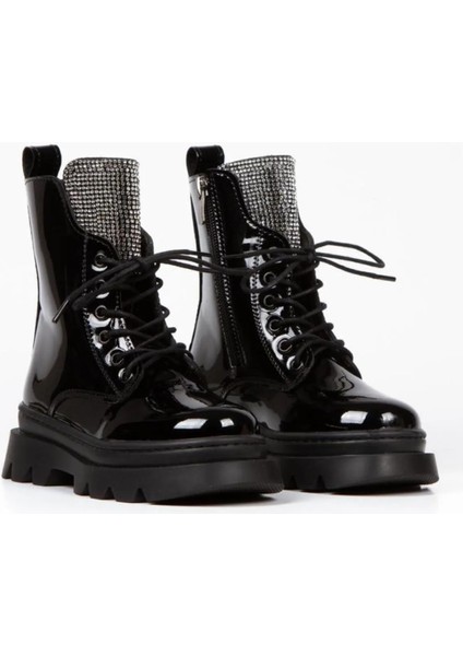 Ortopedi Kız Çocuk Anatomik Fermuarlı Yüksek Kaymaz Taban Rahat Bağcık Taşlı Bot