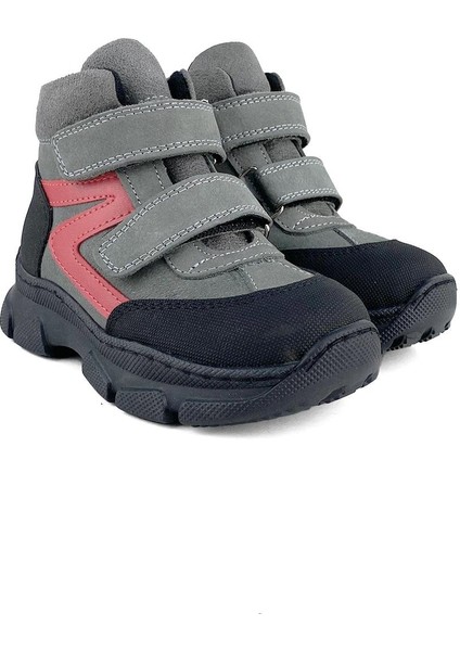 Hakiki Deri Gri Nubuk Kırmızı Detaylı Erkek Çocuk Bot fiyatları