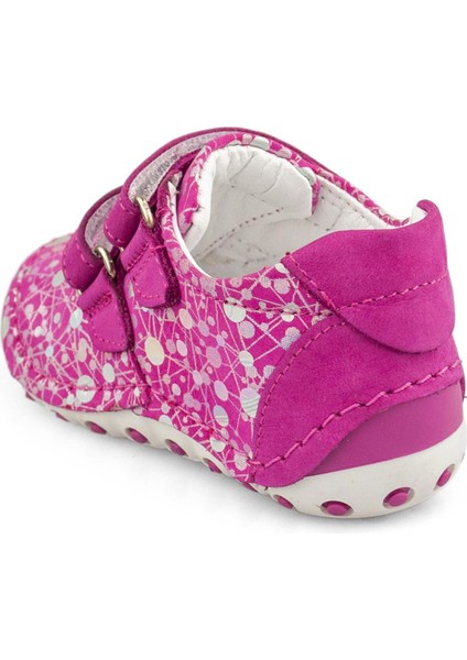 Hakiki Deri Fuşya Kalp Desenli Kız Çocuk Bot modelleri