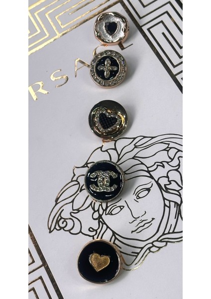 Özel Tasarım Lüx B.e.y.m.e.n Model Siyah Mine ve Kristal Taş Detaylı Kombin Düğme Seti