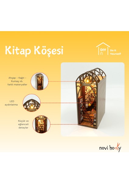 Minyatür Maket Ev Kitaplık Dekorasyonu LED Aydınlatmalı Maket Ev modelleri