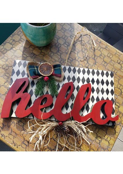 Hello Yazılı Ahşap El Boyaması Kapı, Duvar Süsü modelleri