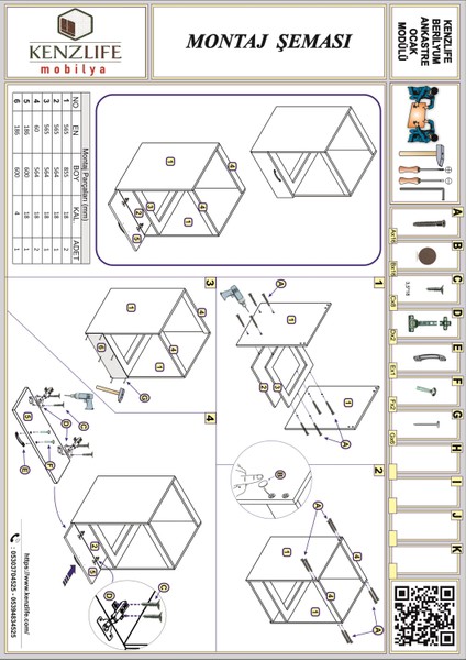 Kenzlife ankastre modülü kabini berilyum crd fırın ocak dolabı kapaklı fırsatları