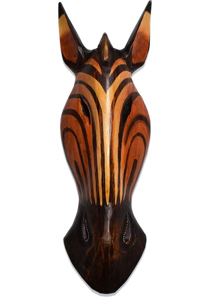 Ahşap Zebra Mask Dekoratif Duvar Objesi Maske 50 cm