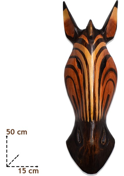 Ahşap Zebra Mask Dekoratif Duvar Objesi Maske 50 cm