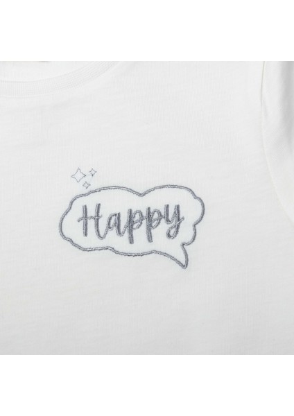 Gri Nakışlı Organik Pamuk T-Shirt (0-4 Yaş) / Ekru fiyatları