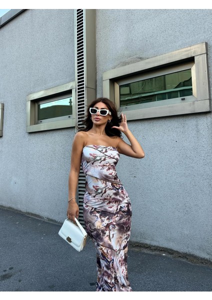 Dijital Baskılı Straplez Uzun Elbise indirimleri