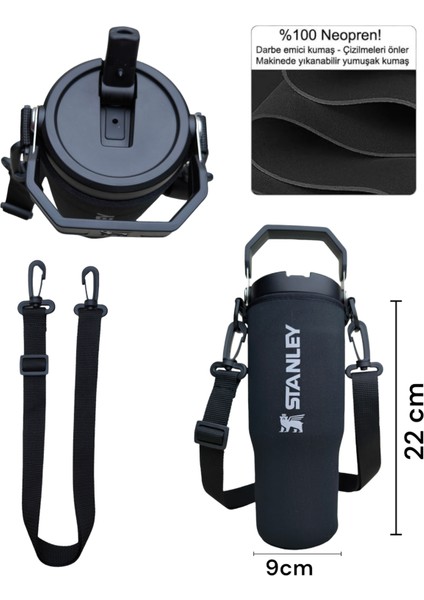 Flip Staw Tumbler 0.89 Lt.Neopren Termos Kılıfı ve Omuz Askısı SİYAH indirimleri