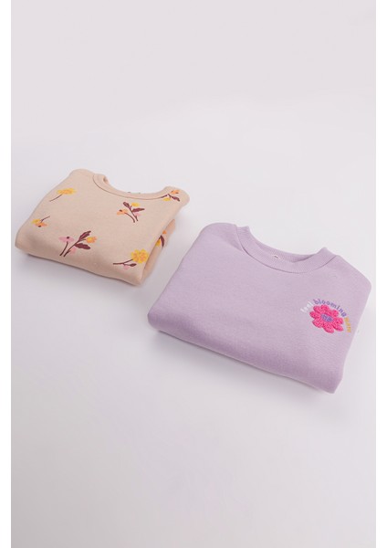 Kız Çocuk 2'li Paket Basic Sweatshirt