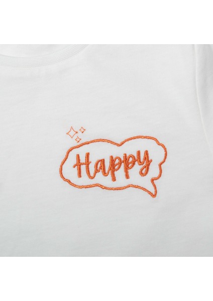 Kiremit Nakışlı Organik Pamuk T-Shirt (0-4 Yaş) - Ekru fiyatları