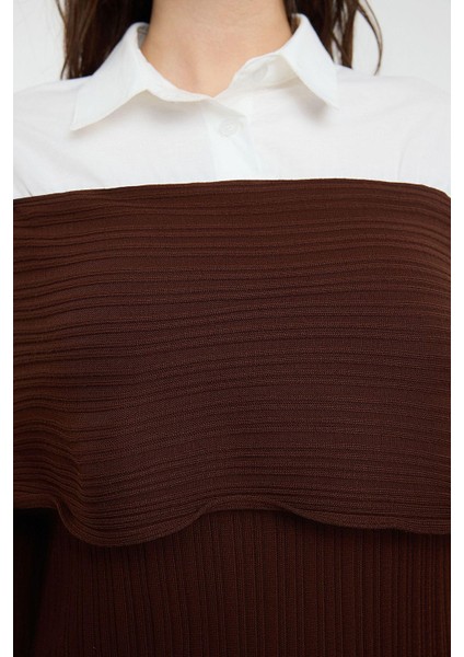 Kadın Moda Şık Tesettür Maxi Boy Carmen Yaka Fitted Dokuma Garnili Triko Elbise fiyatları