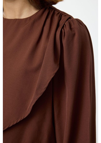 Kadın Moda Şık Tesettür Uzun Bisiklet Yaka Fitted Peplum Detaylı Dokuma Elbise fırsatları