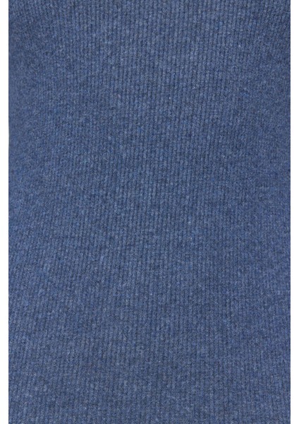 Kadın Moda Mini Boy Dik Yaka Slim Indigo Vücuda Oturan Yarım Balıkçı Yaka Fitilli Esnek Örme Elbise indirimleri