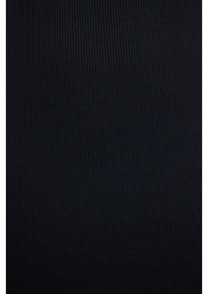 Kadın Moda Şık Midi Boy Dik Yaka Slim Fitted Vücuda Oturan Uzun Kollu Fitilli Esnek Örme Elbise indirimleri