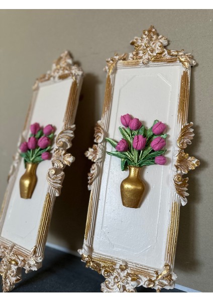 Çiçek Dekoratif Tablo 3 Lü Set , Duvar Tablosu ,özel El Yapımı Duvar Süsü modelleri