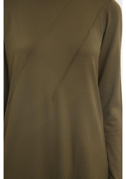 Kadın Moda Şık Tesettür Maxi Boy Bisiklet Yaka Fitted Nervür Detaylı Triko Elbise indirimleri