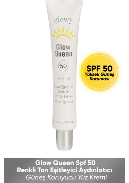 Glow Queen SPF50+ Güneş Koruyucu Yüz Kremi 40ml