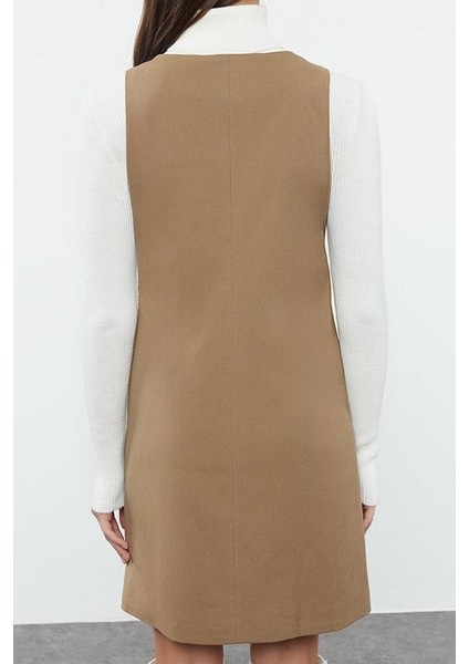 Kadın Moda Şık Mini Boy Kare Yaka Regular Poliviskon Kumaş Astarlı Dokuma Ceket Elbise indirimleri