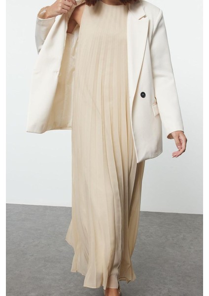 Kadın Moda Şık Tesettür Uzun Bisiklet Yaka Regular Piliseli Dokuma Içlik Elbise fiyatları