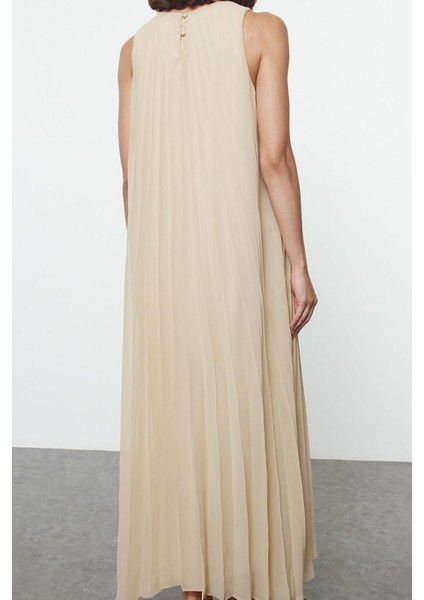 Kadın Moda Şık Tesettür Uzun Bisiklet Yaka Regular Piliseli Dokuma Içlik Elbise indirimleri