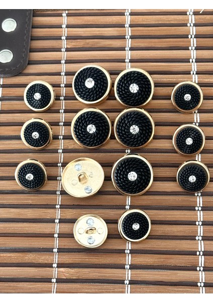 Siyah Renkli Altı Gold Plaka Model Düğme Seti fırsatları