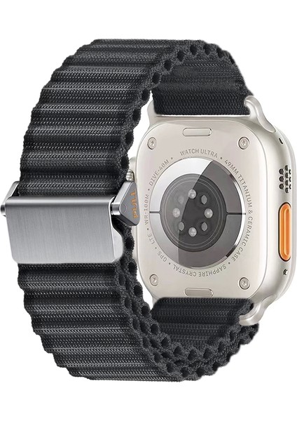 Apple Watch Ultra 49MM Uyumlu Yumuşak Kumaş Hasır Örgülü Kordon KRD-123