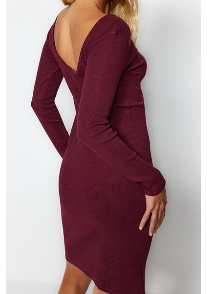 Kadın Moda Mini Boy Bisiklet Yaka Slim Fitilli Sırt Detaylı Fitted Vücuda Oturan Esnek Örme Elbise fiyatları