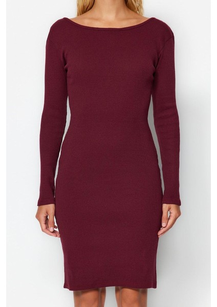 Kadın Moda Mini Boy Bisiklet Yaka Slim Fitilli Sırt Detaylı Fitted Vücuda Oturan Esnek Örme Elbise indirimleri