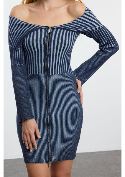 Kadın Moda Şık Mini Boy Devrik Yaka Slim Triko Premium Iplik Özel Iplik Yıkama Efektli Elbise modelleri