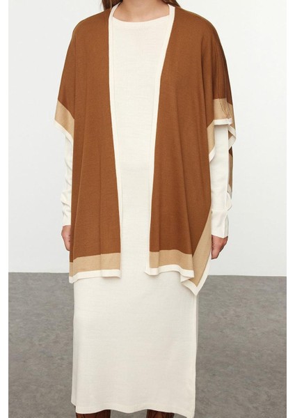 Kadın Moda Şık Regular Boy Bisiklet Yaka Regular Triko Basic Atkılı Elbise