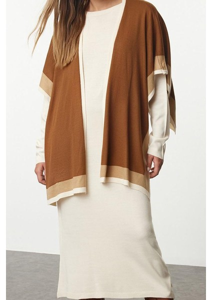 Kadın Moda Şık Regular Boy Bisiklet Yaka Regular Triko Basic Atkılı Elbise fiyatları