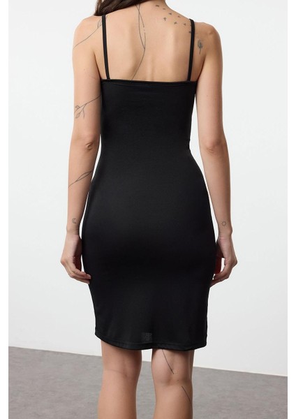 Kadın Moda Şık Mini Boy Kare Yaka Slim Astarlık 2li Paket Askılı Vücuda Oturan Örme Elbise indirimleri