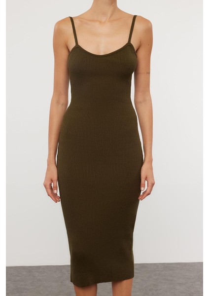 Kadın Moda Şık Midi Boy V Yaka Slim Vücuda Oturan Triko Hırka Elbise Takım modelleri