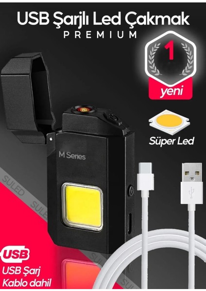 Şarjlı Yüksek Parlak ve Enerji Tasarruflu Cob LED Lamba Rüzgar Geçirmez Çakmaklı Fener Kamp Çakmağı